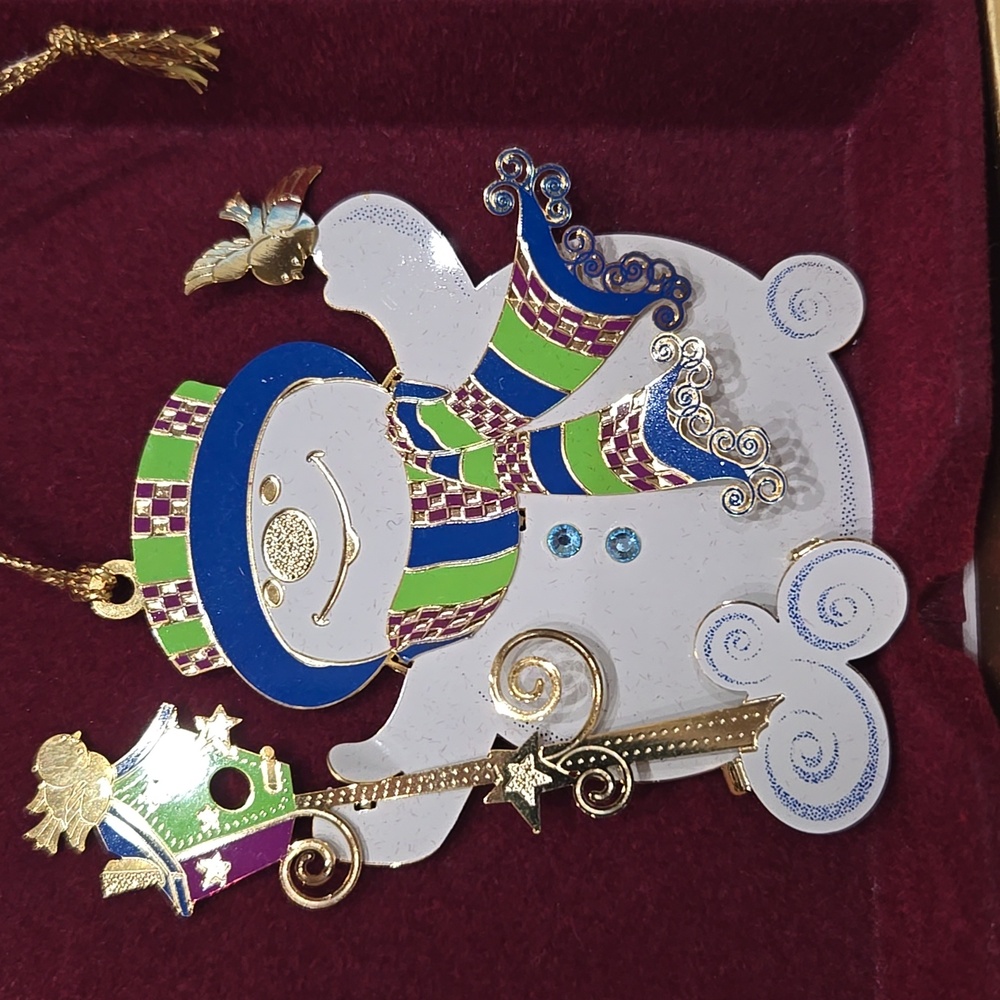 Baldwin Brass 24kt Gold Snippety‎ Snowman Ornament Christmas Holiday - Picture 2 of 15